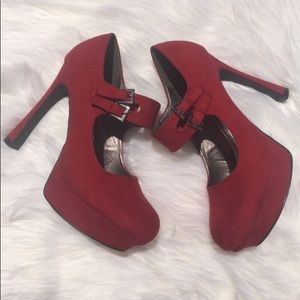 Red strapped heels